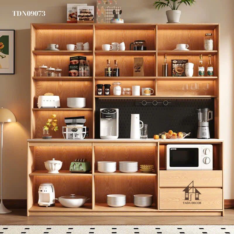 Tủ bếp gỗ sáng TDN09073 với nhiều ngăn thông minh, giúp phòng bếp gọn gàng và sang trọng