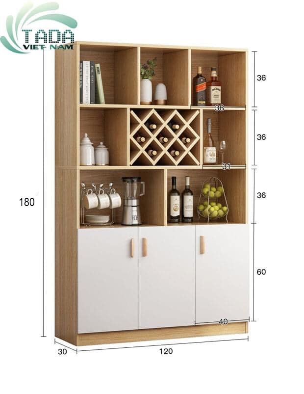 Tủ rượu sang trọng chất liệu gỗ MDF thương hiệu TADA- TDTR30
