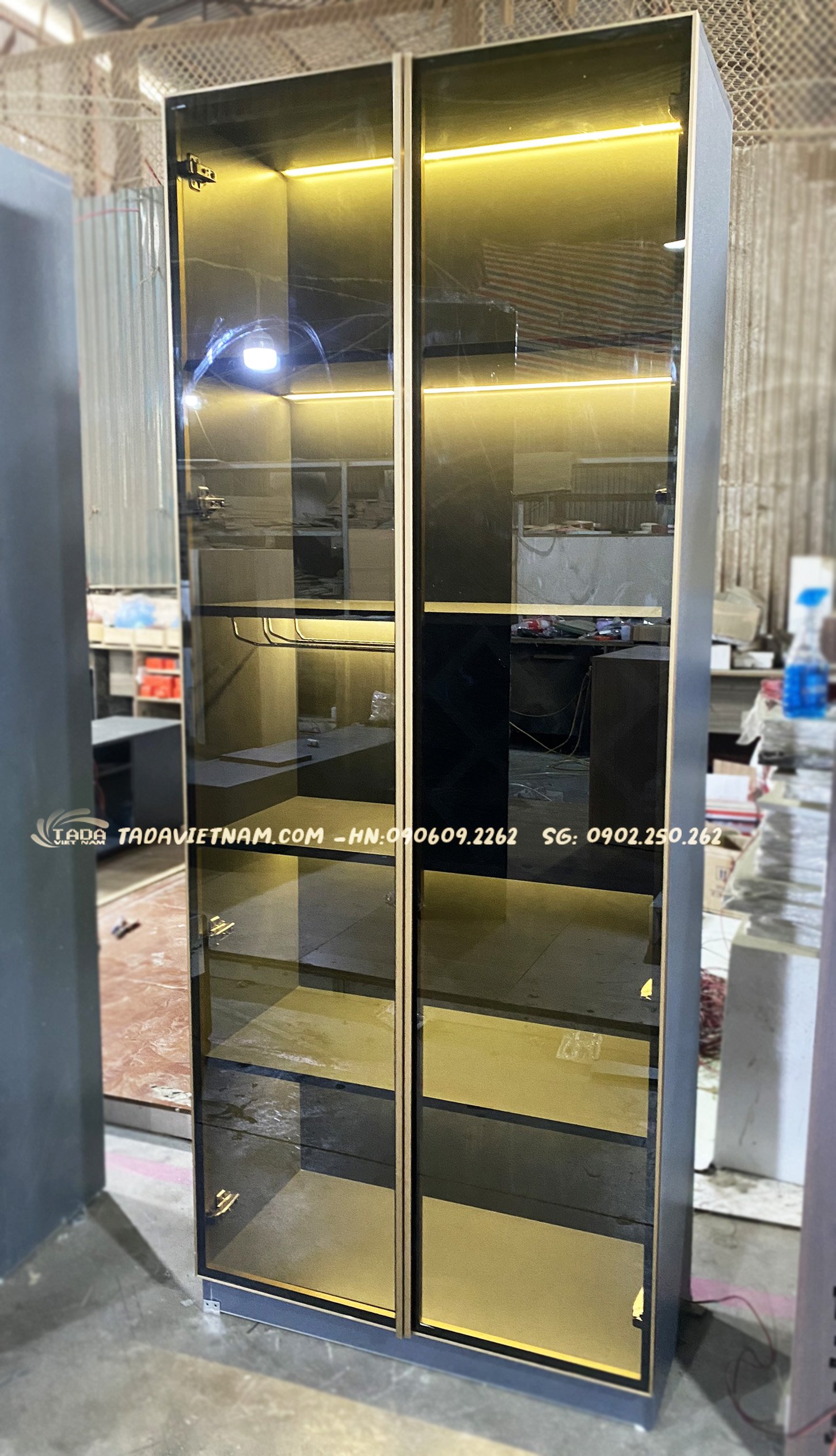 Tổng hợp tủ rượu 2 cánh bản khung nhôm kính cường lực