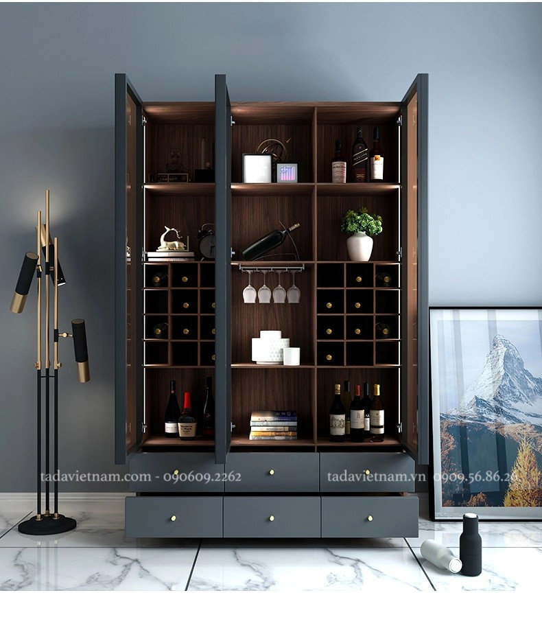 Bí Quyết Tạo Điểm Nhấn Đẳng Cấp Cho Phòng Khách Với Tủ Rượu