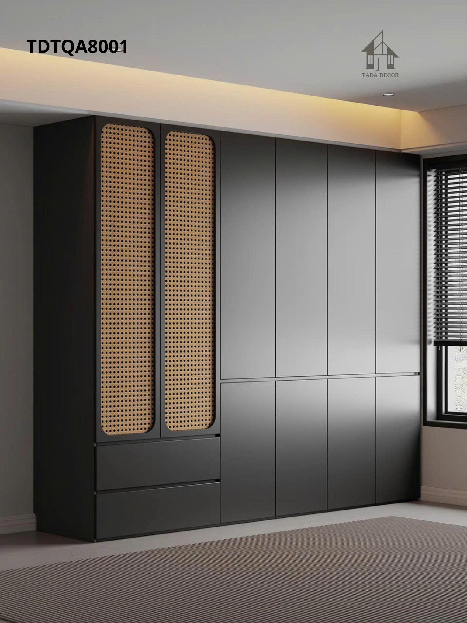 Tủ đựng quần áo TDTQA8001 gỗ MDF lõi xanh chống ẩm bền đẹp