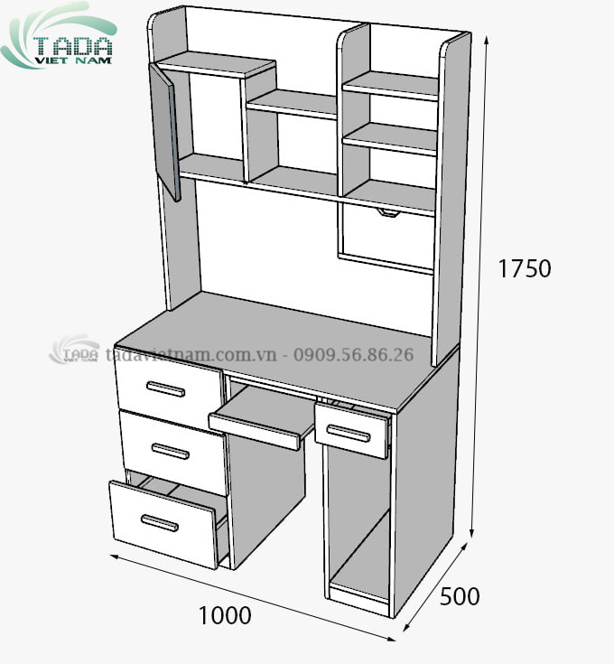 Bàn học gỗ công nghiệp MDF tiện dụng, thương hiệu TADA VIỆT NAM- TDBH3