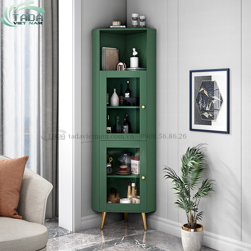 Tủ rượu góc, phòng khách đẹp, chất liệu gỗ MDF thương hiệu TADA- TDTR10