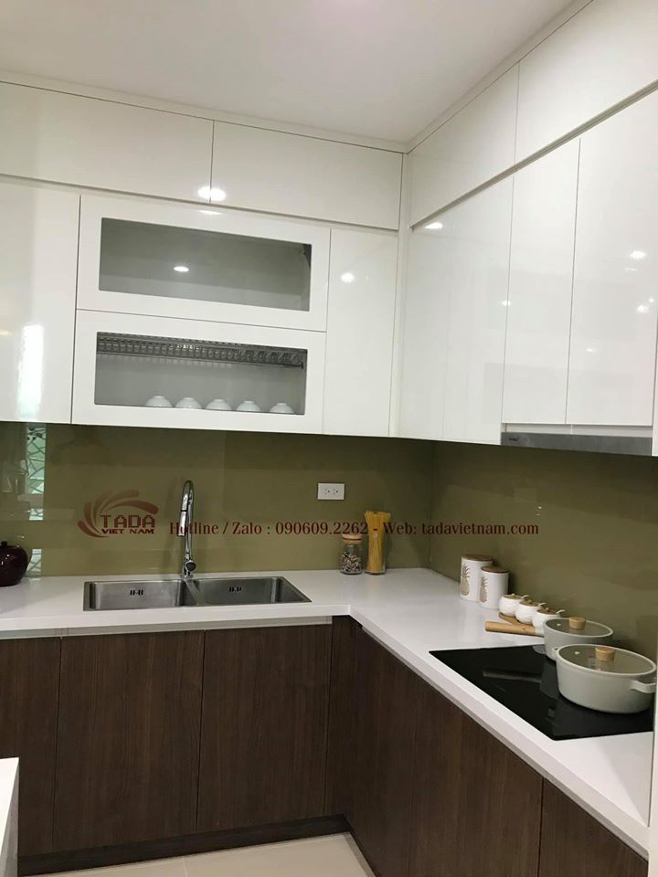 TỦ BẾP CHỮ L MÃ 333 - CÁNH TRẮNG NHÀ ANH DƯƠNG - ANLAND HÀ ĐÔNG