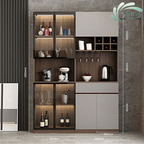 Tủ rượu đứng cánh kính kết hợp tủ đa năng chất liệu gỗ MDF thương hiệu TADA- TD2007