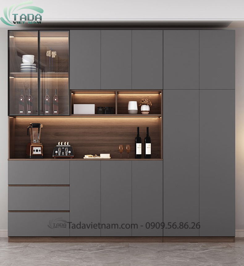 Tủ rượu đẹp phòng khách chất liệu gỗ MDF thương hiệu TADA- TDTR27