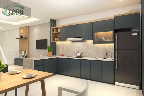 Tủ bếp gỗ công nghiệp chữ L hiện đại và tiện nghi, thương hiệu TADA Việt Nam - TD3030
