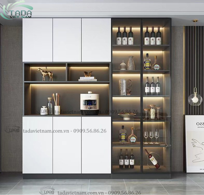 Tủ rượu gia đình để phòng khách chất liệu gỗ MDF thương hiệu TADA- TDTR09