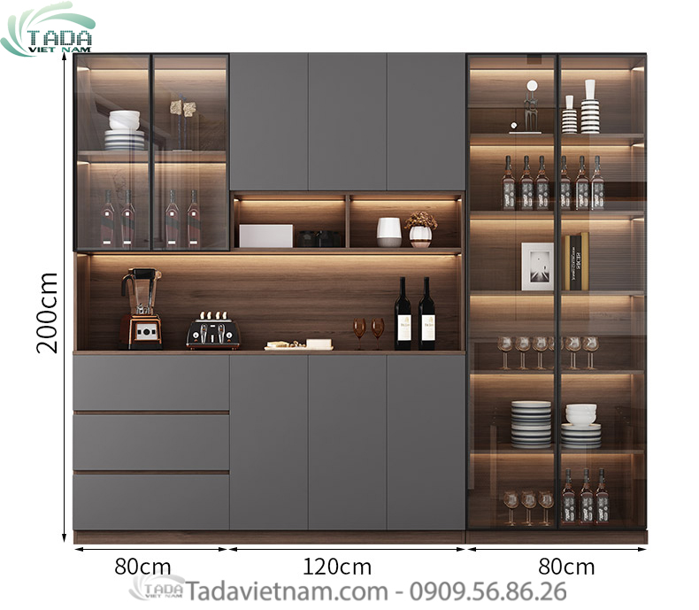 Tủ rượu đẹp phòng khách chất liệu gỗ MDF thương hiệu TADA- TDTR27