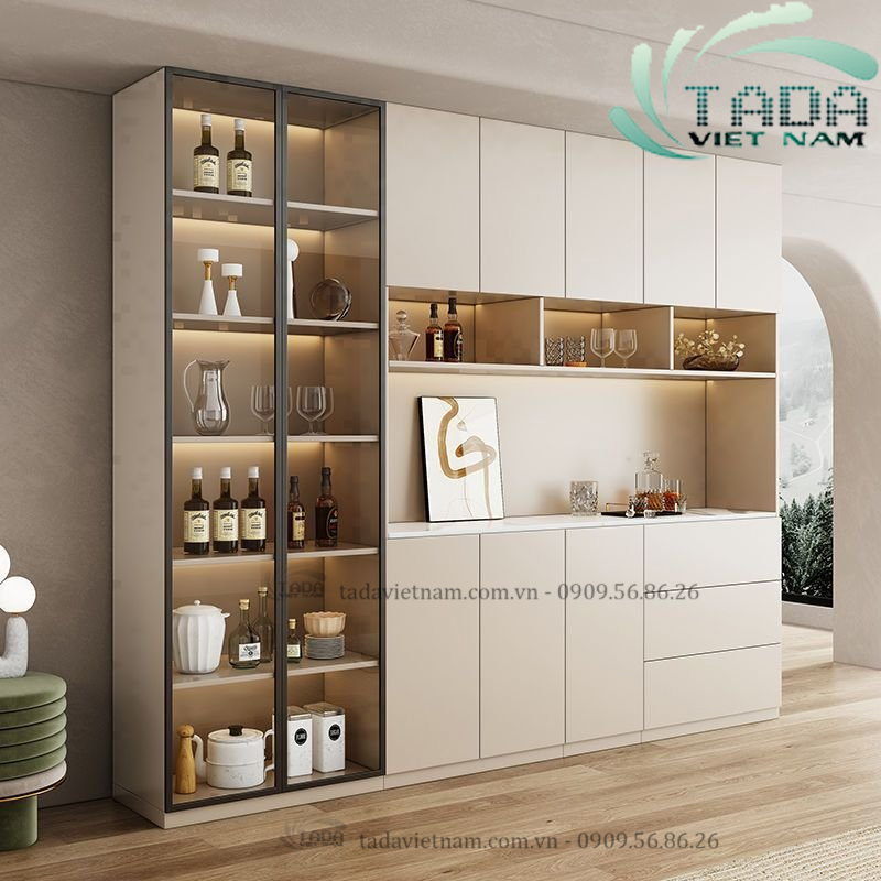 Tủ rượu gia đình để phòng khách chất liệu gỗ MDF thương hiệu TADA- TDTR09