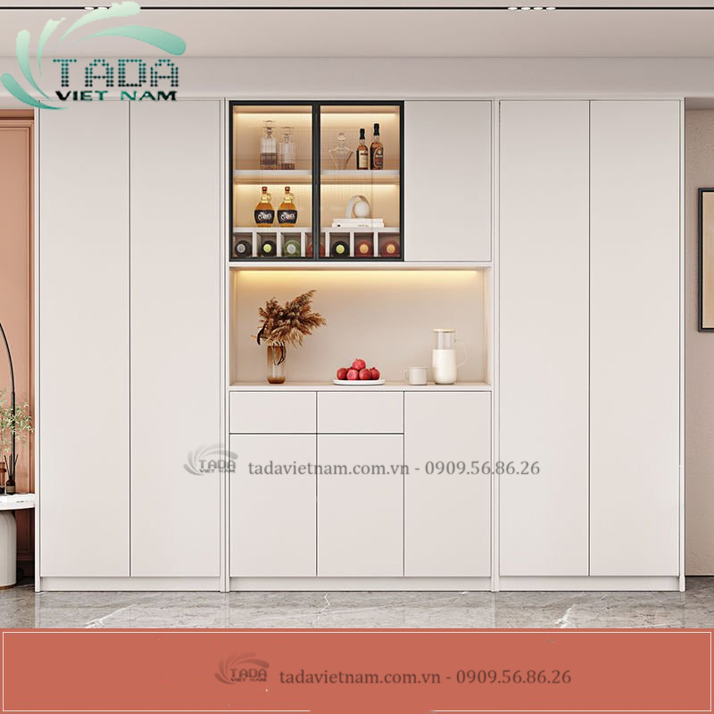 Tủ rượu gia đình để phòng khách chất liệu gỗ MDF thương hiệu TADA- TDTR09