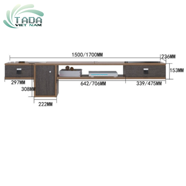 KỆ TIVI TREO TƯỜNG 2 NGĂN KÉO KẾT HỢP CÁNH MỞ PHONG CÁCH HIỆN ĐẠI- THƯƠNG HIỆU TADA- TD3203