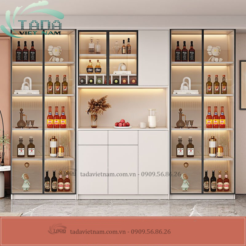 Tủ rượu gia đình để phòng khách chất liệu gỗ MDF thương hiệu TADA- TDTR09