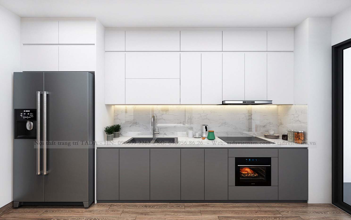 THIẾT KẾ 3D CHO CĂN HỘ 75M2  SANG TRỌNG VỚI TÔNG MÀU TRẮNG KẾT HỢP XÁM.