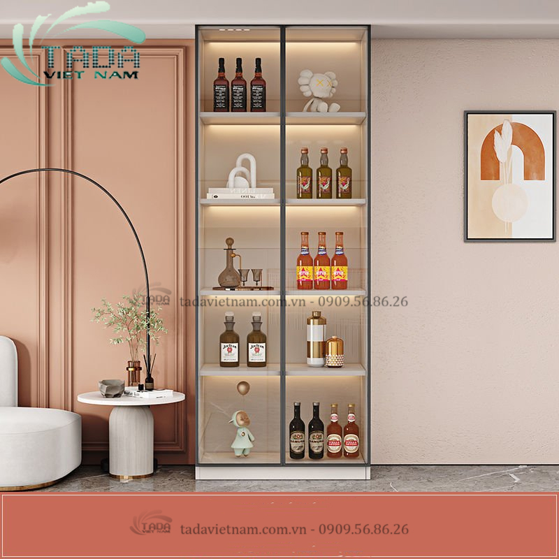 Tủ rượu gia đình để phòng khách chất liệu gỗ MDF thương hiệu TADA- TDTR09