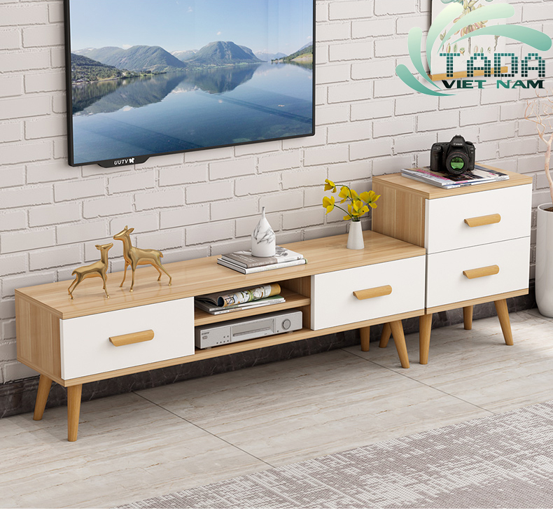KỆ TIVI ĐỂ SÀN KẾT HỢP TAB 2 NGĂN KÉO PHONG CÁCH BẮC ÂU- TD629