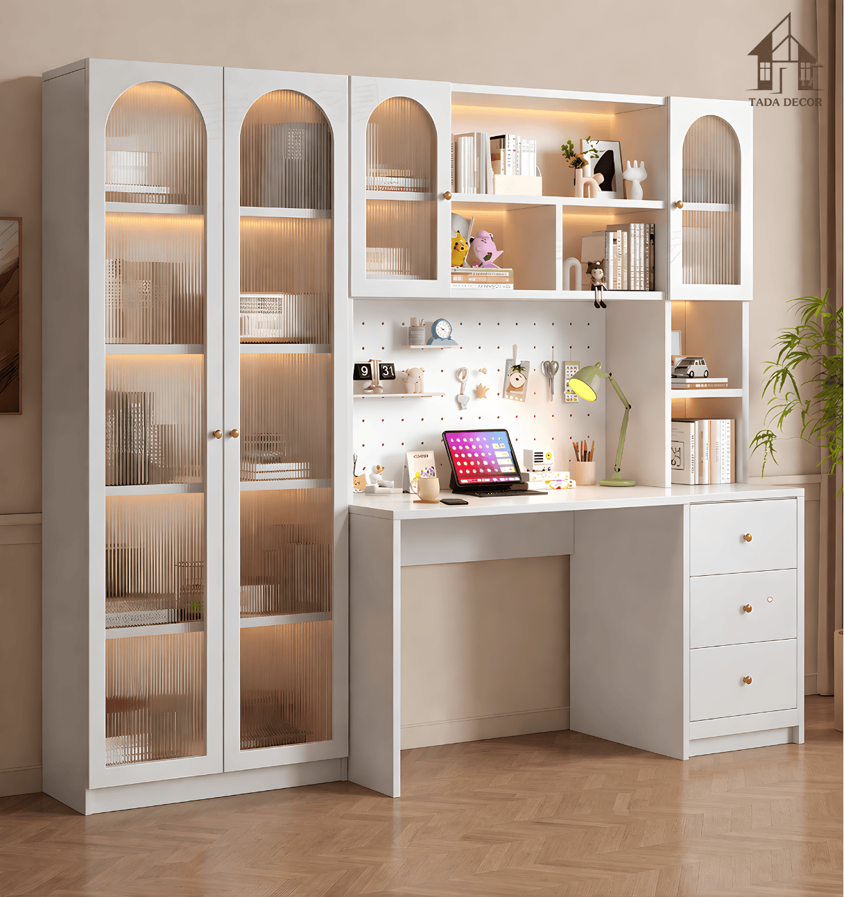 bàn học kèm tủ và kệ sách tiện lợi TADA