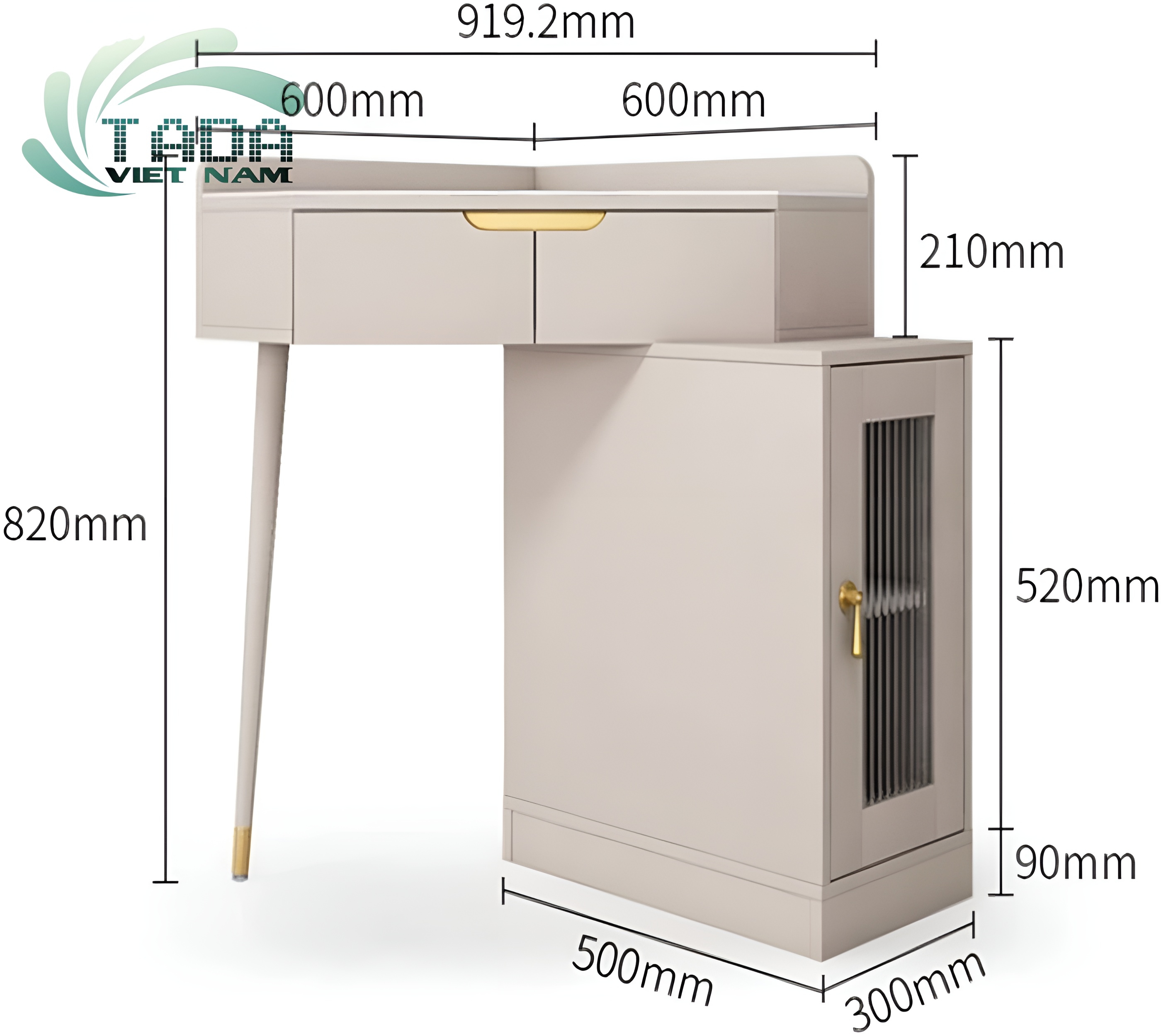 Bàn trang điểm góc tường thiết kế sang trọng thương hiệu TADA VIETNAM- TDTD10