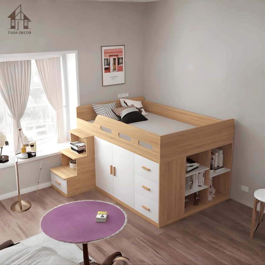 giường tầng kèm tủ đa năng cho bé