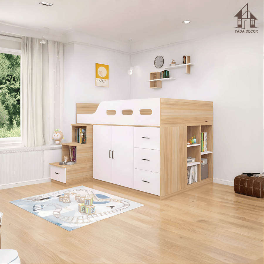 giường tầng kèm tủ đa năng cho bé