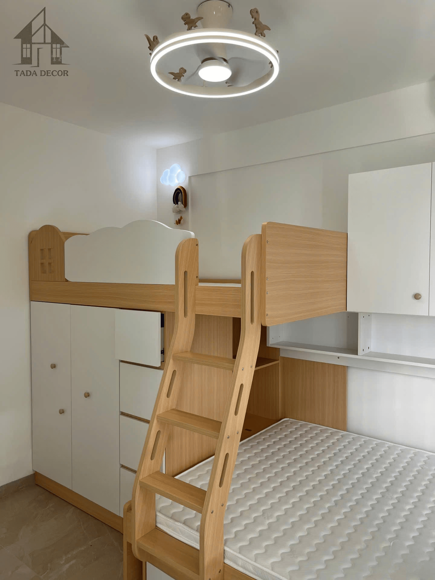 giường tầng liền tủ gỗ MDF cho bé TADA