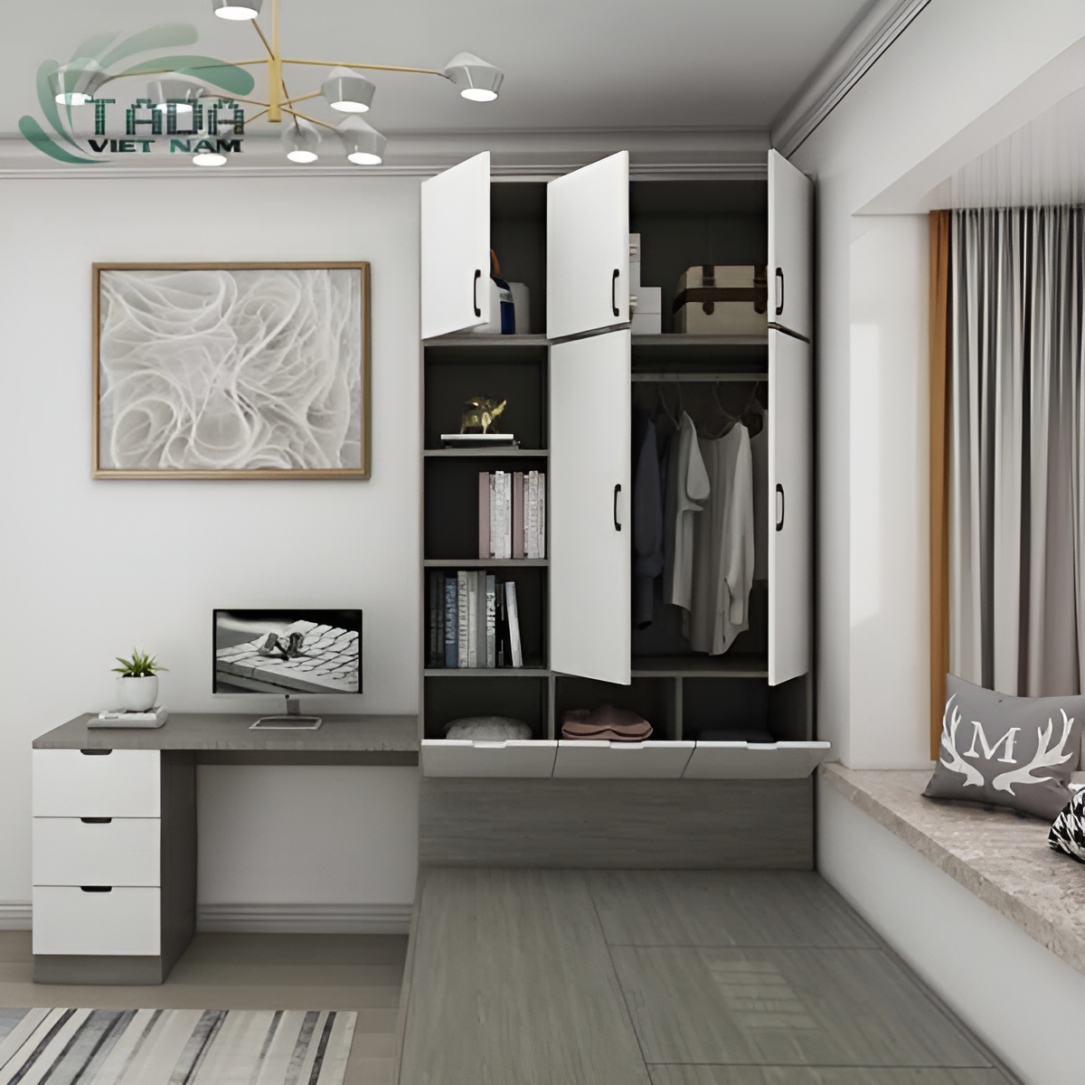 Giường tủ kết hợp bàn làm việc hiện đại Tada Việt Nam TD3190