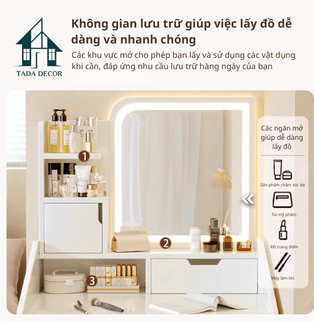 bàn trang điểm có đèn LED