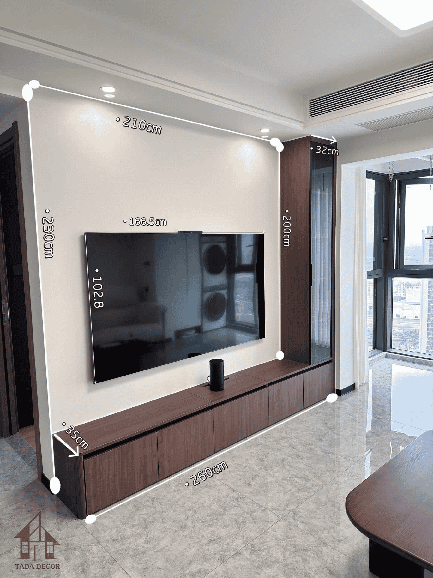 Kệ tivi liền tủ trưng bày phòng khách đa năng TADA