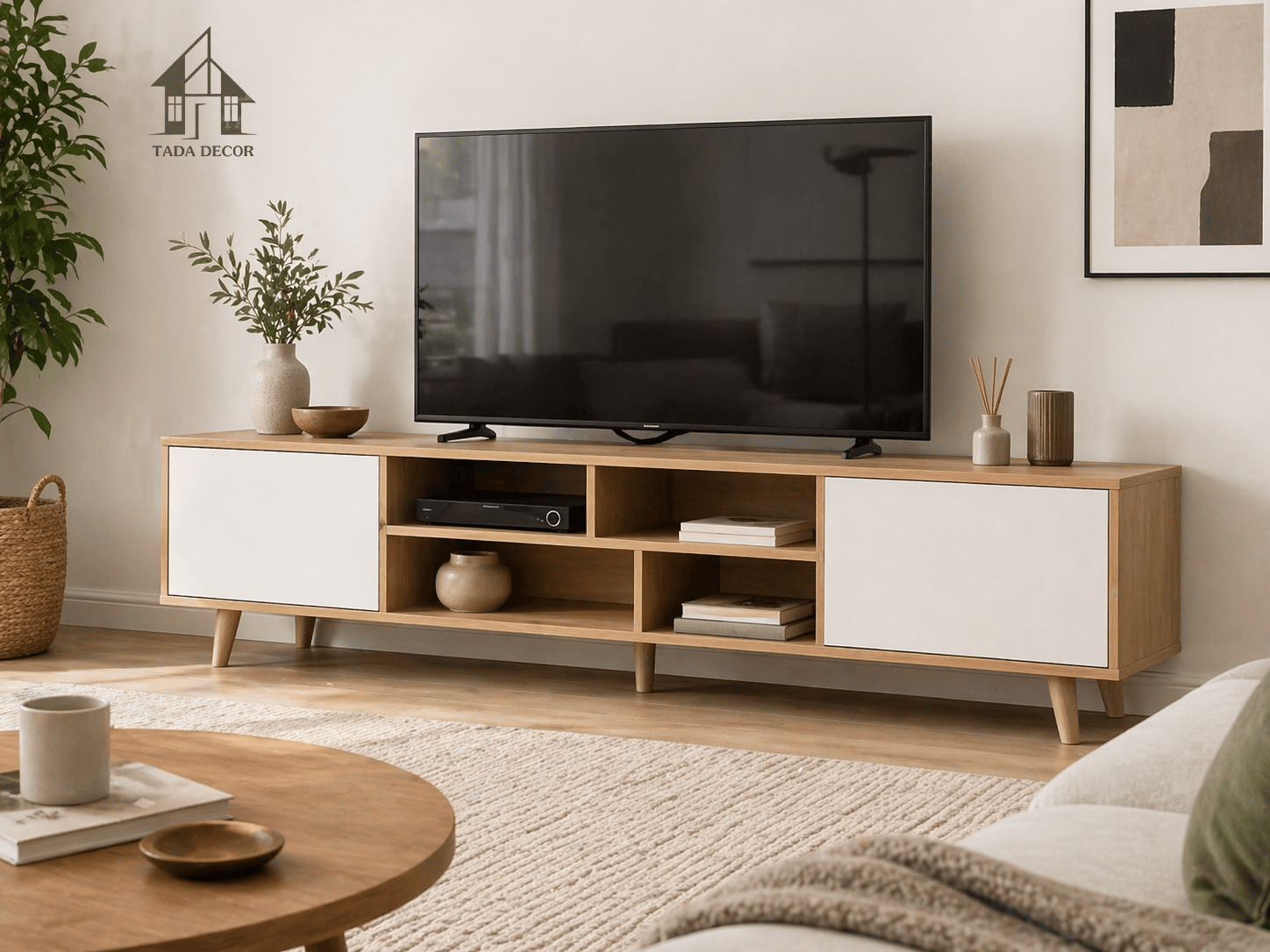kệ tivi để sàn chân gỗ TADA
