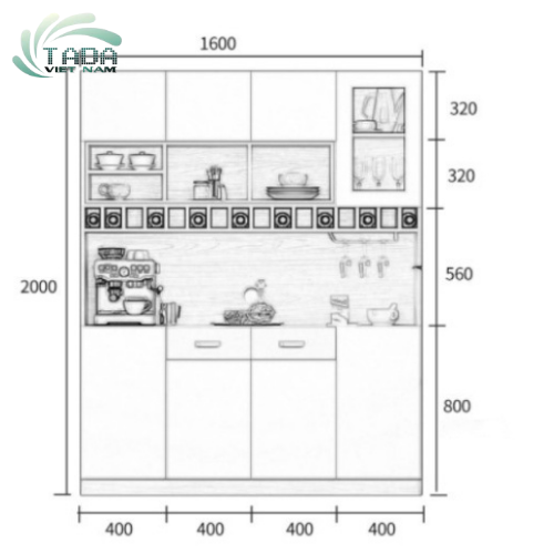 Tủ rượu kiêm vách ngăn trang trí gỗ MDF thương hiệu TADA- TD1618