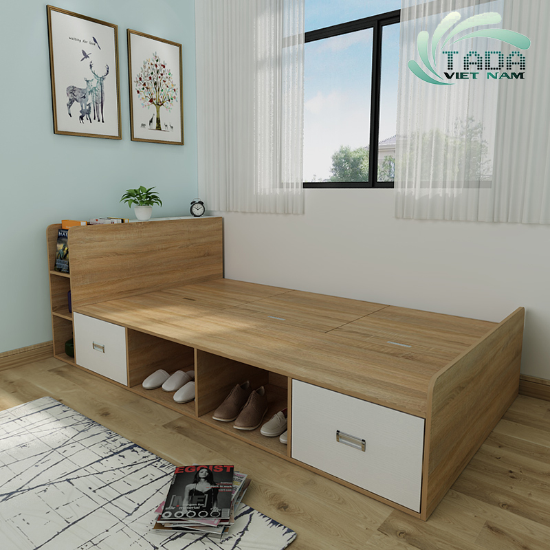 GIƯỜNG THÔNG MINH KẾT HỢP KỆ ĐẦU GIƯỜNG (dài 2m x rộng 1m2) - GT14