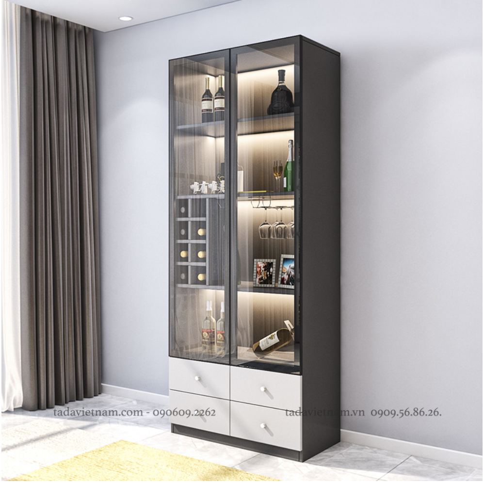 Tủ rượu cánh kính sang trọng chất liệu gỗ MDF thương hiệu TADA- TD1614