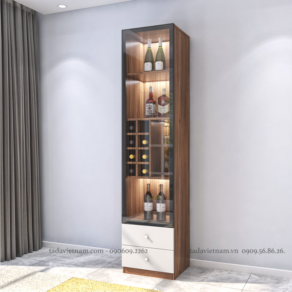 Tủ rượu cánh kính sang trọng chất liệu gỗ MDF thương hiệu TADA- TD1614