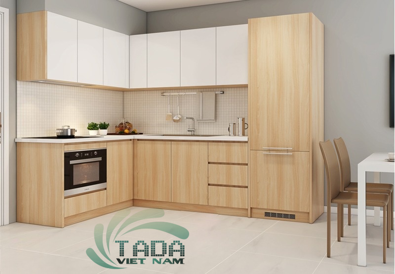 Tủ bếp gỗ công nghiệp chữ L hiện đại và tiện nghi, thương hiệu TADA Việt Nam - TD3030