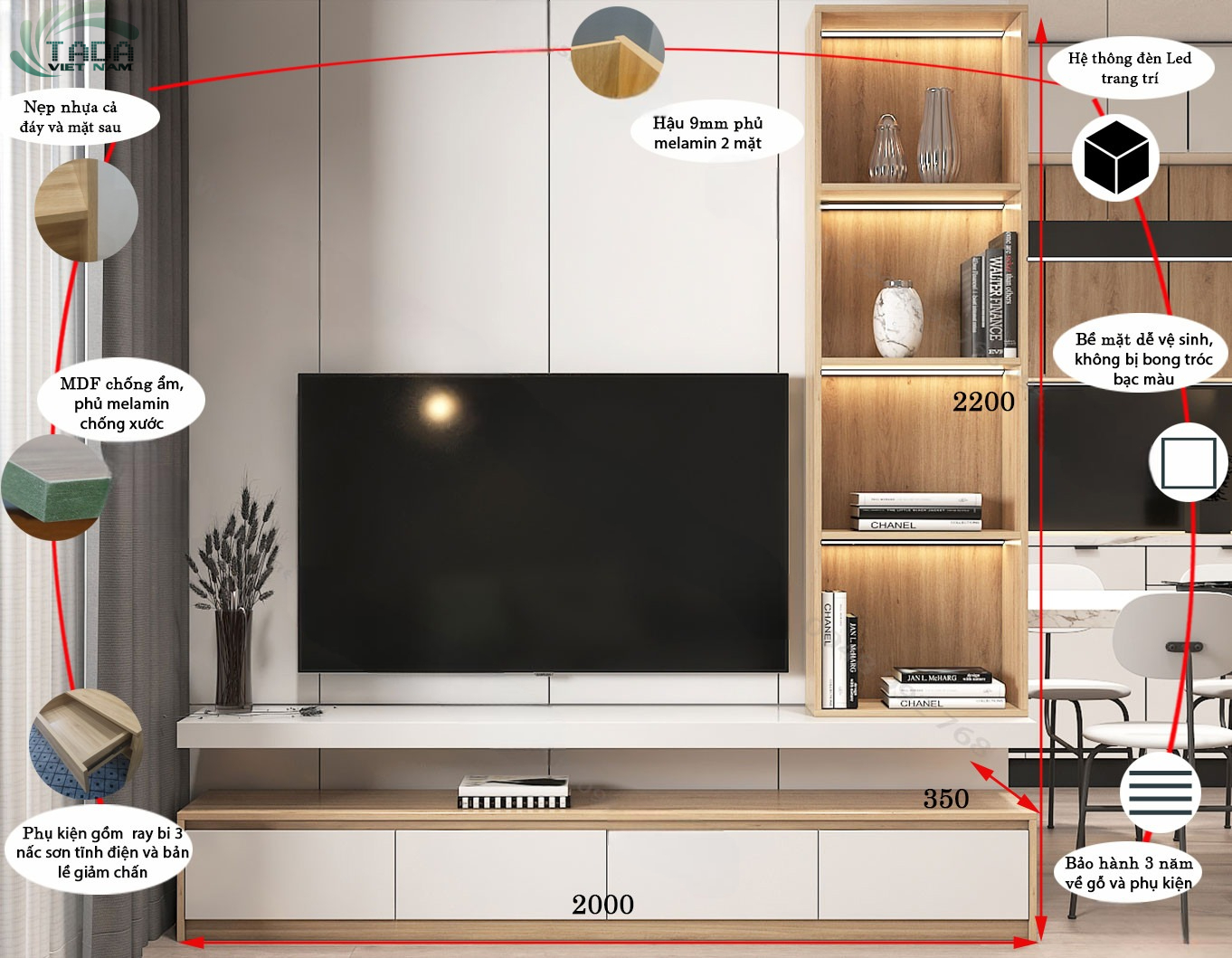 Kệ Tivi Kết Hợp Tủ Trang Trí Hiện Đại TVMT2