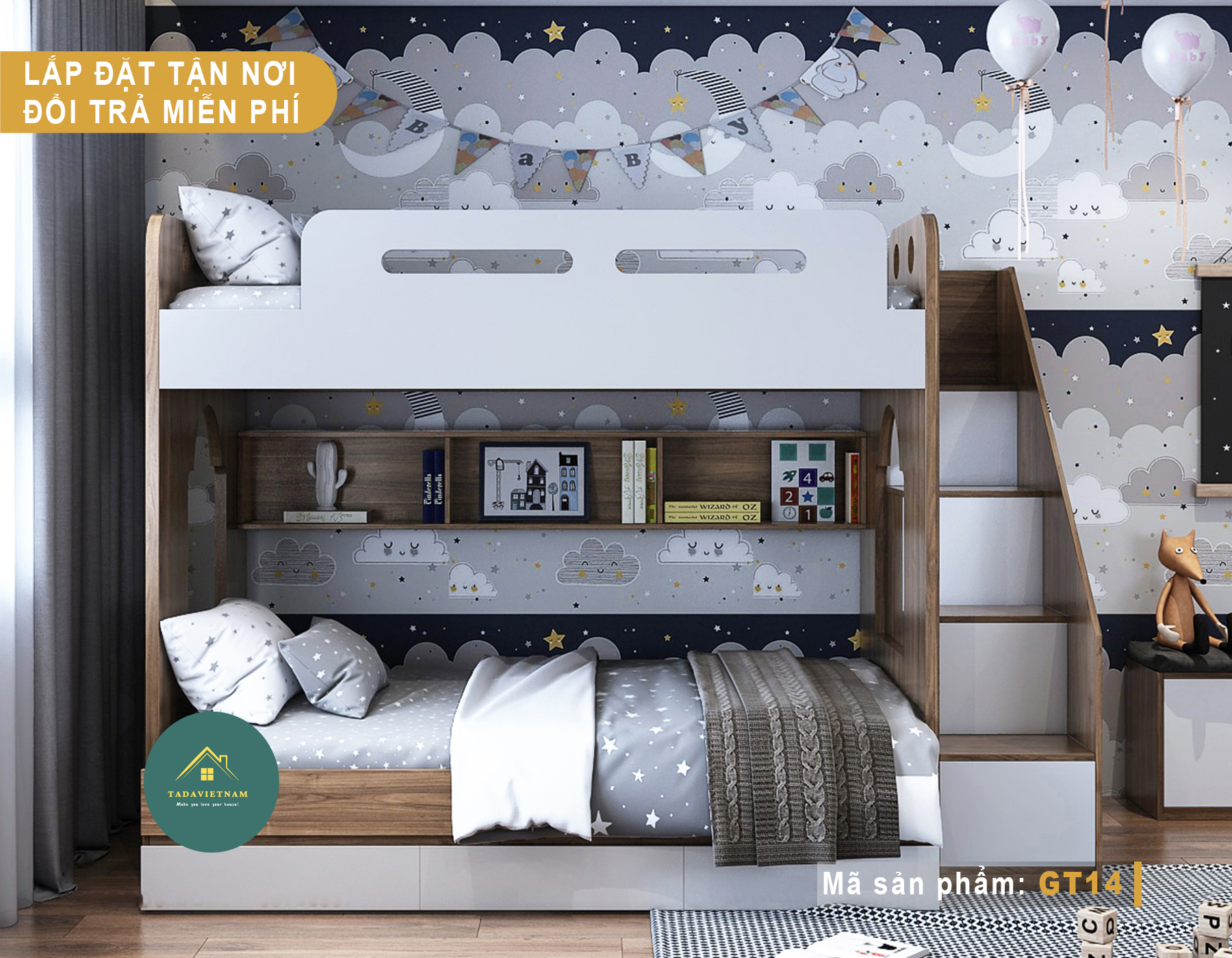 TOP 10 GIƯỜNG TẦNG HIỆN ĐẠI KẾT CẤU CHẮC CHẮN THƯƠNG HIỆU TADA GT14