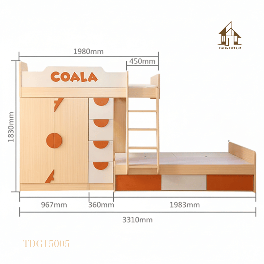 Mẫu Giường Tầng Ngủ Đẹp Đơn Giản TDGT5005 – Giải Pháp Hiện Đại Cho Không Gian Gia Đình