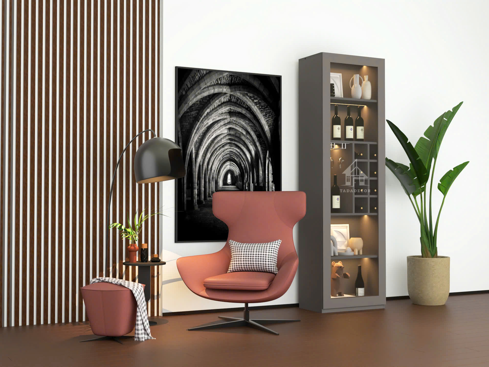 Tủ rượu đẹp phòng khách chất liệu gỗ MDF thương hiệu TADA- TDTR40