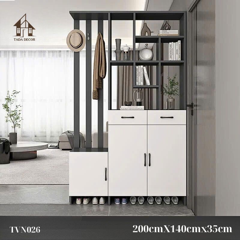 Tủ ngăn phối vách TVN026 – Giải pháp lưu trữ gọn gàng, phân tách không gian tinh tế cho căn hộ hiện đại