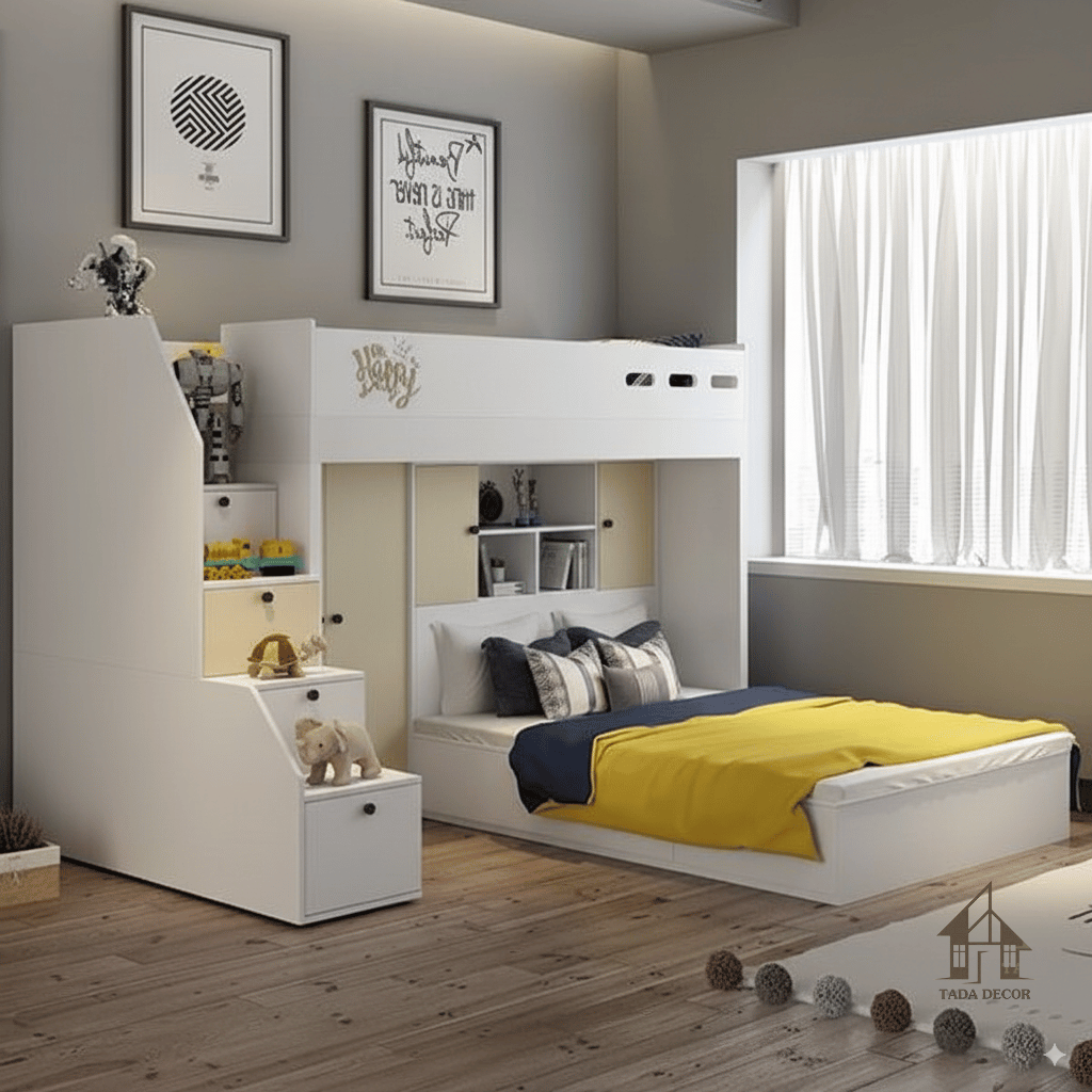 Giường 2 tầng kết hợp tủ để đồ TD2409 – Phong cách Châu Âu cho gia đình hiện đại