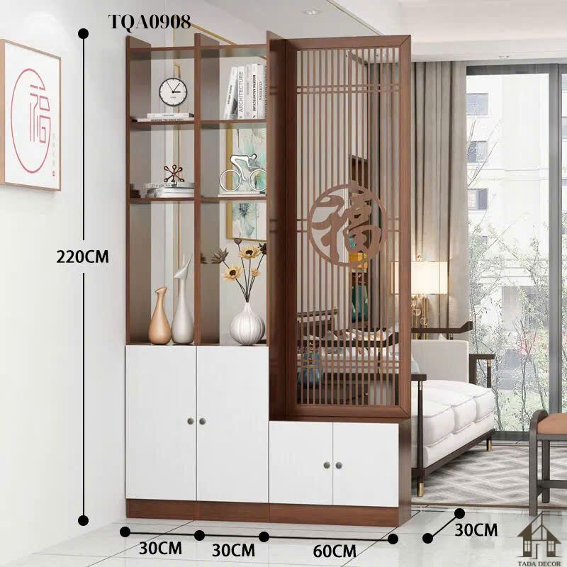 Tủ ngăn phối vách CNC phong thủy TDN0908 – Giải pháp nội thất sang trọng, thu hút vượng khí cho không gian sống hiện đại