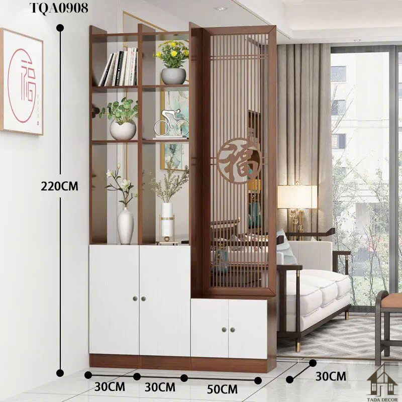Tủ ngăn phối vách CNC phong thủy TDN0908 – Giải pháp nội thất sang trọng, thu hút vượng khí cho không gian sống hiện đại