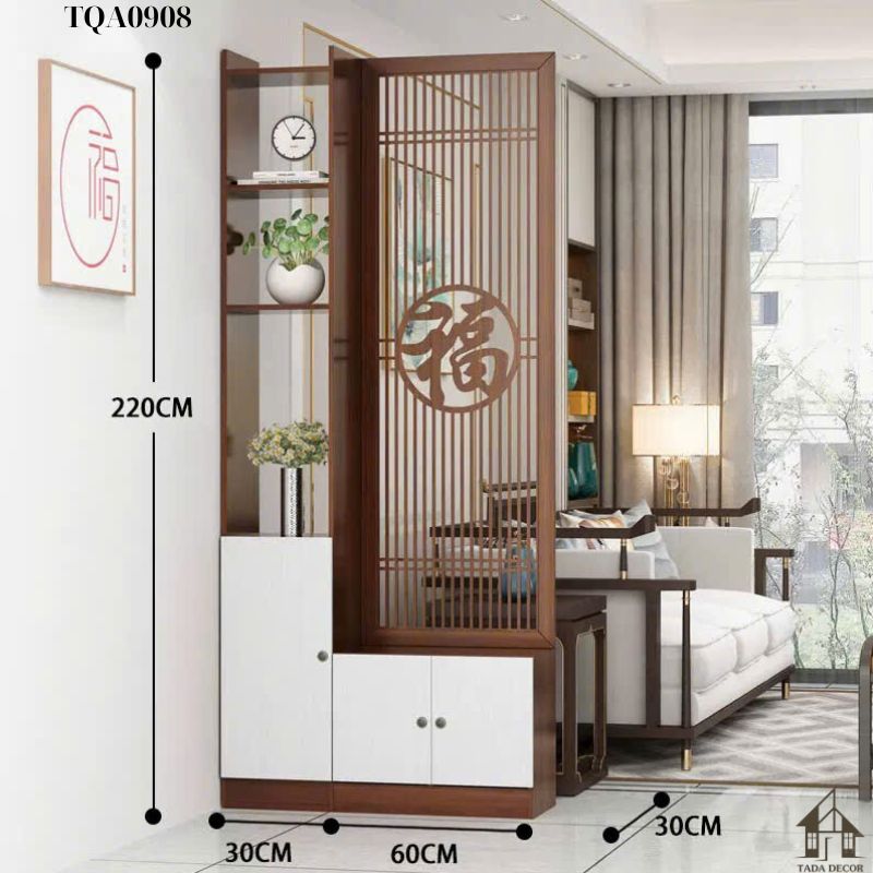 Tủ ngăn phối vách CNC phong thủy TDN0908 – Giải pháp nội thất sang trọng, thu hút vượng khí cho không gian sống hiện đại