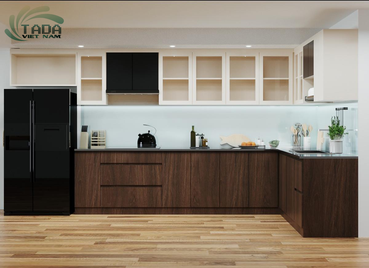 Tủ bếp gỗ công nghiệp chữ L hiện đại và tiện nghi, thương hiệu TADA Việt Nam - TD3030