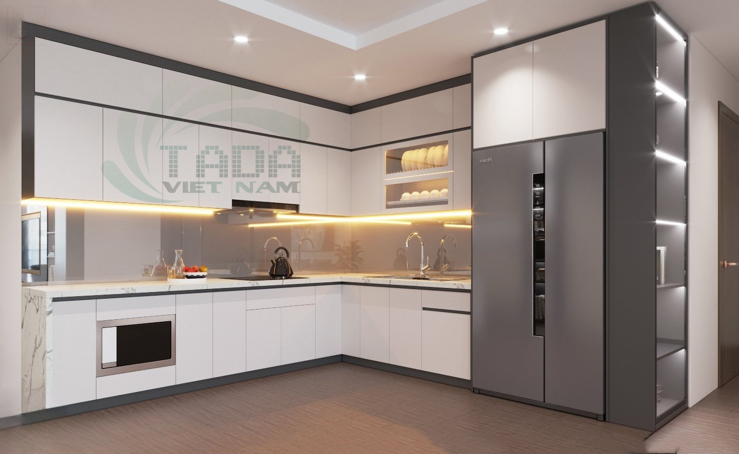 Tủ bếp gỗ công nghiệp chữ L kịch trần - sự lựa chọn hoàn hảo cho phòng bếp, thương hiệu TADA Việt Nam - TD3026
