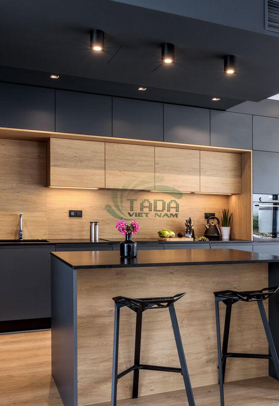 Tủ bếp kết hợp với quầy bar tiện nghi, sang trọng và độc đáo, thương hiệu TADA Việt Nam - TD3027