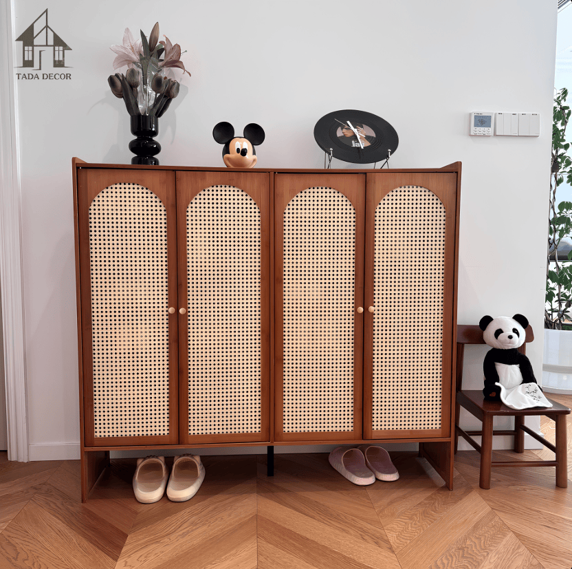 tủ giày gỗ MDF cánh phối mây TADA