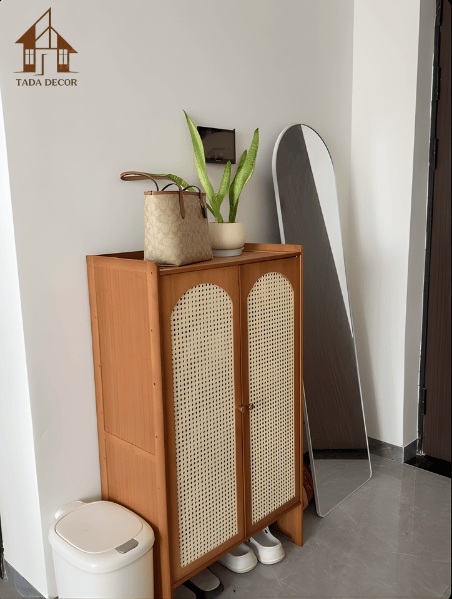 tủ giày gỗ mdf phối mây TADA