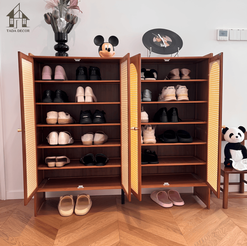 tủ giày gỗ MDF cánh phối mây TADA