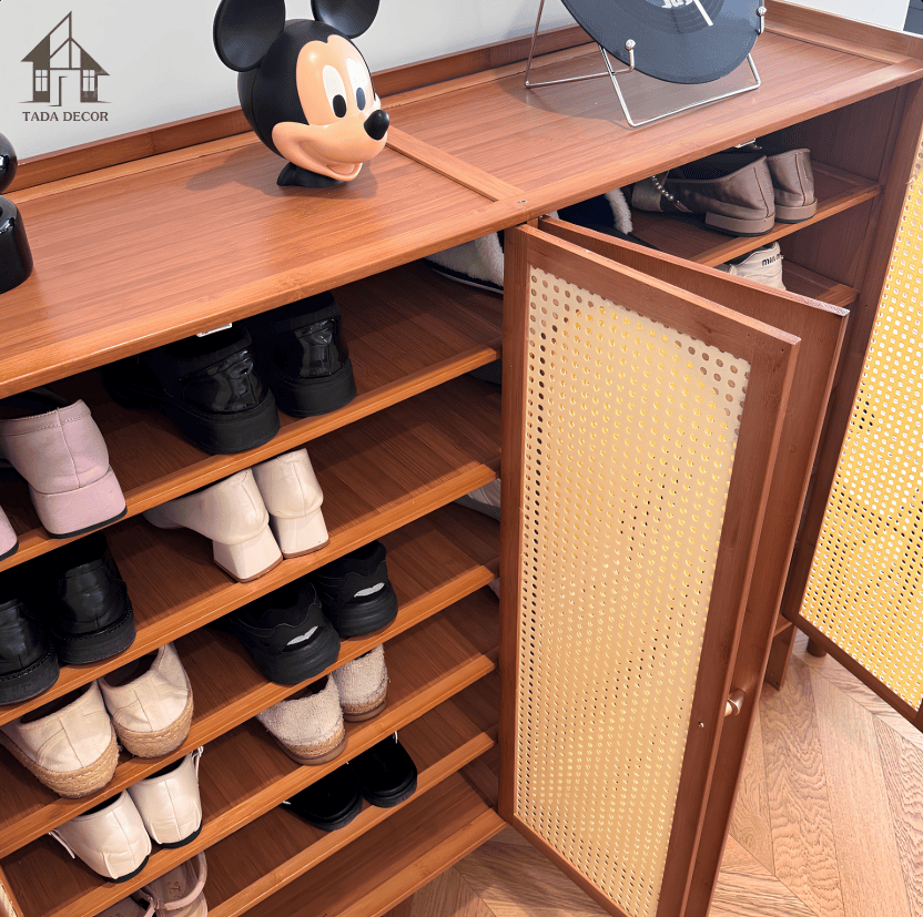tủ giày gỗ MDF cánh phối mây TADA